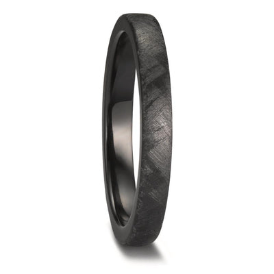 The Pulsar Beam - Textured Black Zirconium wedding ring 3mm or 4mm