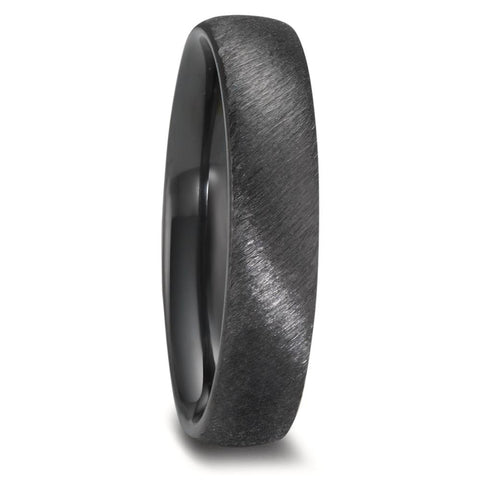 The Galaxy Drive - Diagonal Matt Black Zirconium Wedding Ring Band 5mm or 6mm