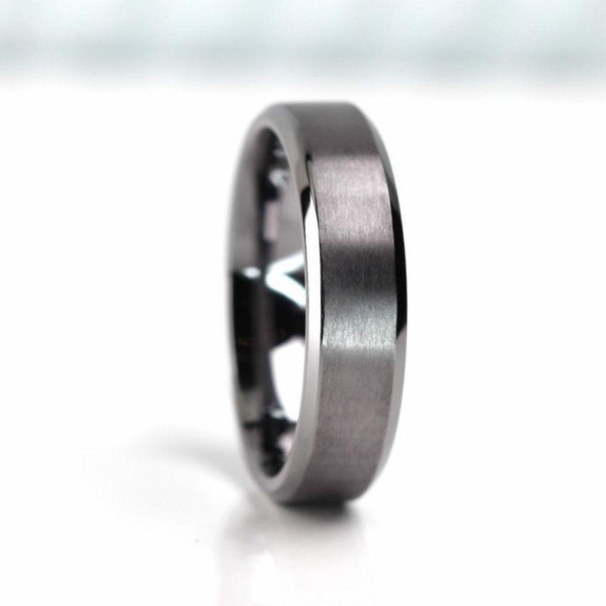 6mm Tantalum wedding ring band for men matte polished flat alternative metal