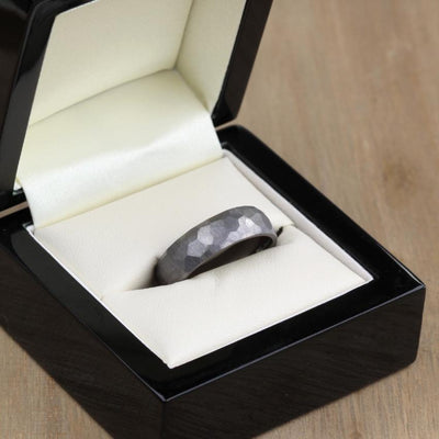 hammered tantalum wedding ring band brushed matte rugged organic look for men, alternative wedding band, modern wedding ring band
