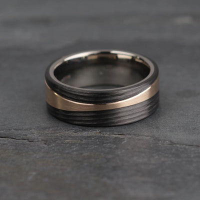 Carbon fibre and Bronze wedding ring band. black mans ring. black mans wedding ring band uk 8mm