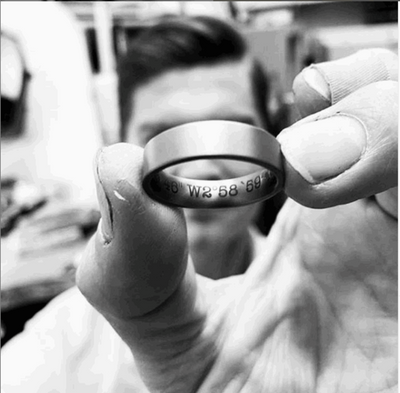 Tantalum, 14K Rose Gold and Diamond Wedding Ring