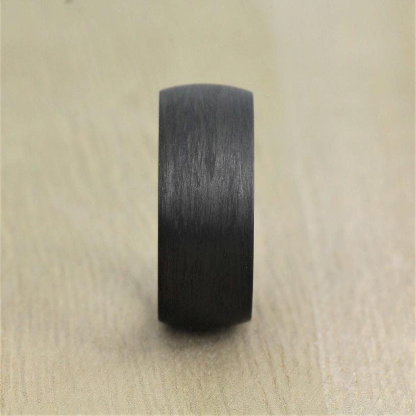 Carbon Fibre, Domed Wedding Ring, Comfort fit & FREE Engraving! (7 to 9mm) Black carbon Fibre Wedding ring band in 8mm width