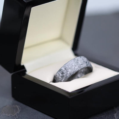 Forged Carbon Fibre Wedding Ring Band UK 7mm court grey wedding band