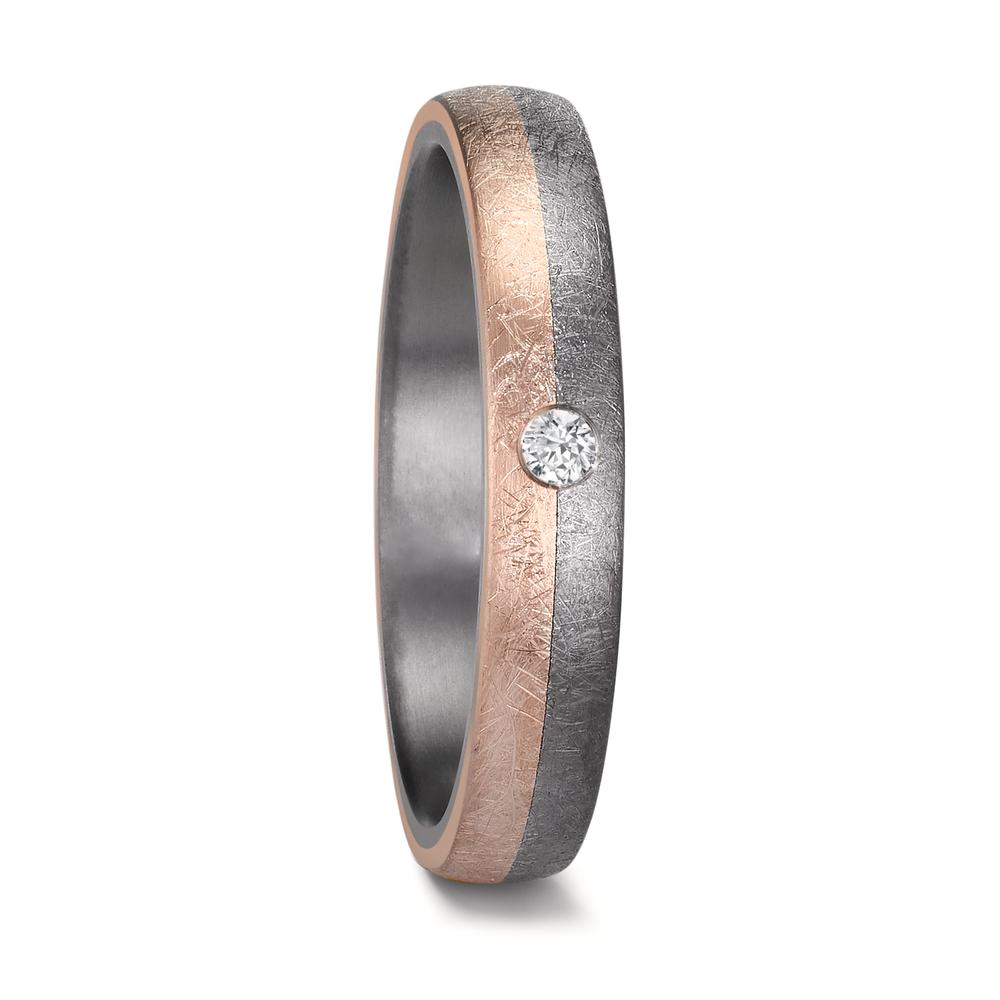 Lunar & Solar Bond - Tantalum, 14K Rose Gold & Diamond set, Wedding Band Set