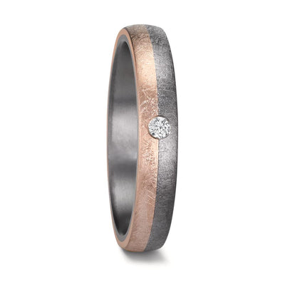 Lunar & Solar Bond - Tantalum, 14K Rose Gold & Diamond set, Wedding Band Set