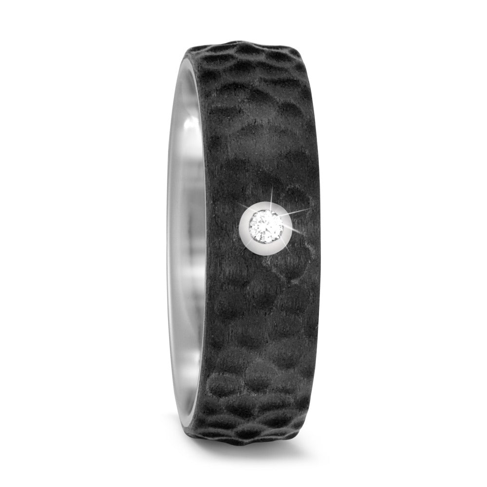 The Meteor Diamond - Carbon Fibre & Diamond Wedding Ring, 6 to 8mm