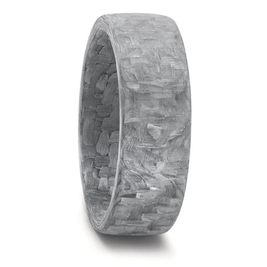 Forged Carbon Fibre Wedding Ring Band UK 7mm court grey wedding band