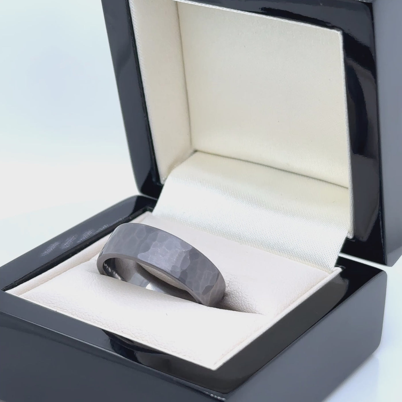modern Tantalum hammered finish flat court shape wedding ring for men and woman brushed surface