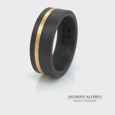 The Titan - 8mm Carbon Fibre & Rose Gold Wedding Ring Band