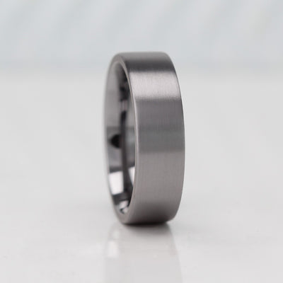 Tantalum wedding ring band in brushed matte finish flat court
