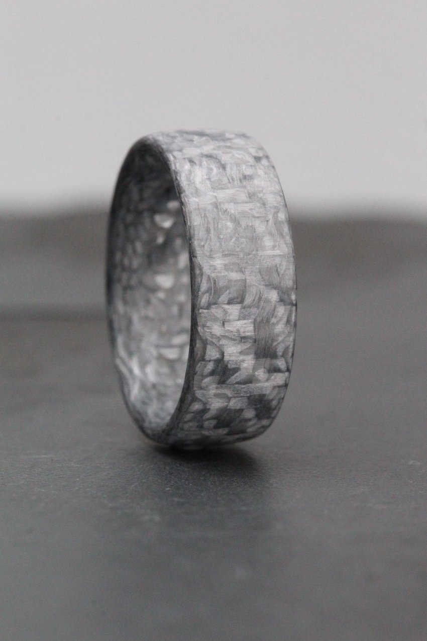 The Supernova - Forged White Carbon Fibre, Men's Wedding Ring Band (7 to 9mm)