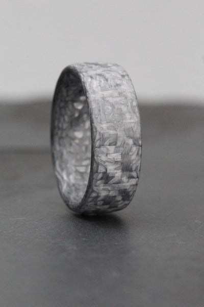 The Supernova - Forged White Carbon Fibre, Men's Wedding Ring Band (7 to 9mm)
