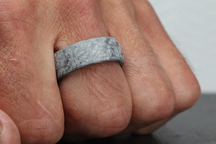 Forged Carbon Fibre Wedding Ring Band UK 7mm court grey wedding band
