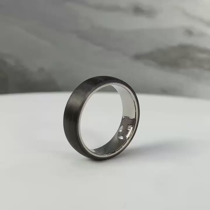 Titanium & Carbon Fibre, Comfort Fit Wedding Ring (5 to 6mm) alternative metal wedding band, hardwearing wedding, handmade in the UK