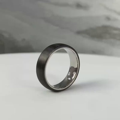 Titanium & Carbon Fibre, Comfort Fit Wedding Ring (5 to 6mm) alternative metal wedding band, hardwearing wedding, handmade in the UK