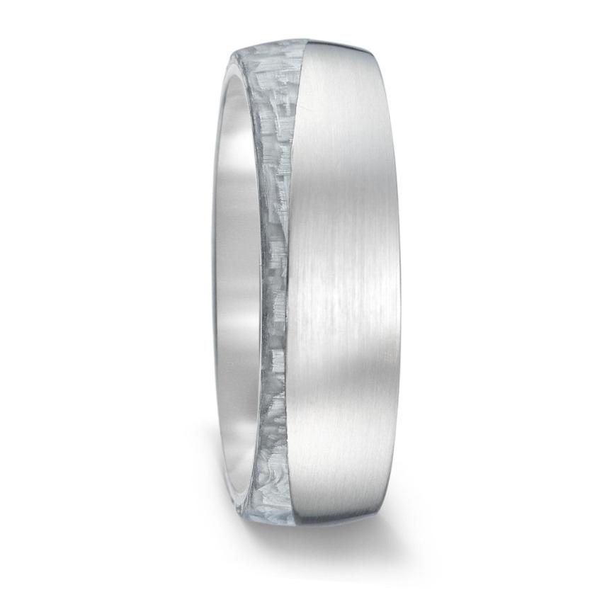 Titanium & Forged, White Carbon Fibre Wave Ring, comfort fit 