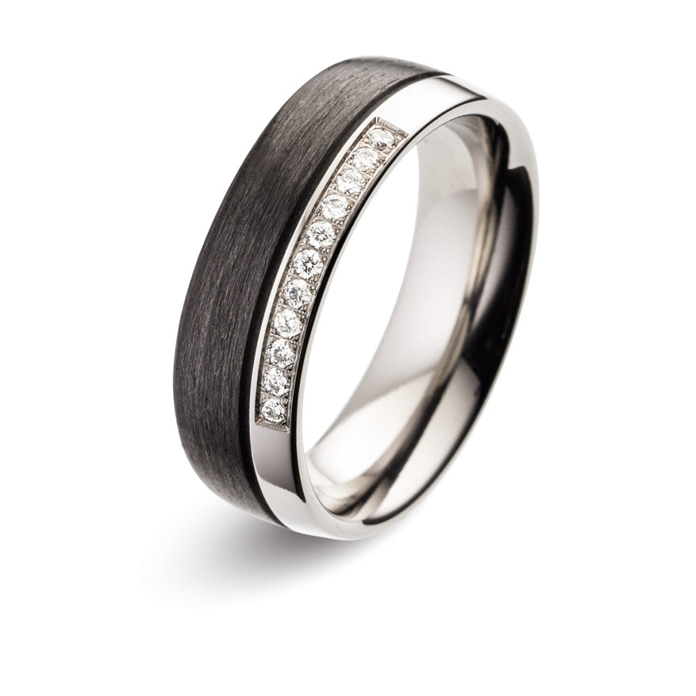 Titanium & Carbon Fibre Wedding Ring Set - The Atlas & The Luna