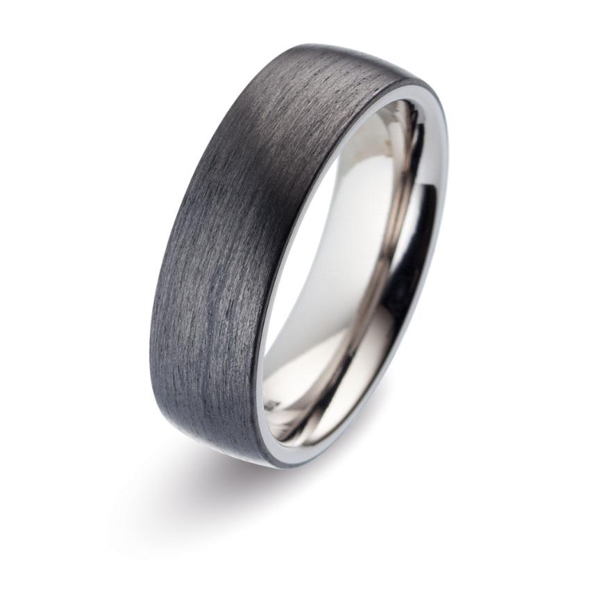 Titanium & Carbon Fibre, Comfort Fit Wedding Ring (5 to 6mm) alternative metal wedding band, hardwearing wedding, handmade in the UK