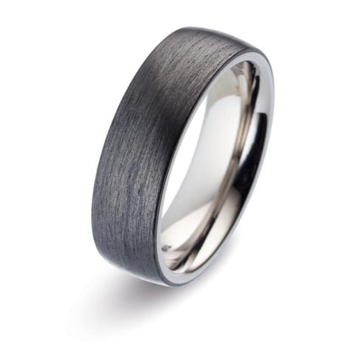 Titanium & Carbon Fibre, Comfort Fit Wedding Ring (5 to 6mm) alternative metal wedding band, hardwearing wedding, handmade in the UK