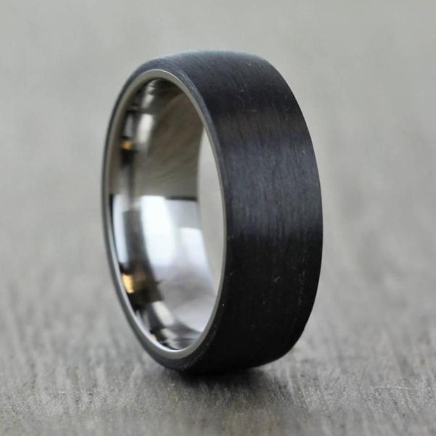 Titanium & Carbon Fibre, Men's Wedding Ring Band with FREE Engraving! -The Hercules