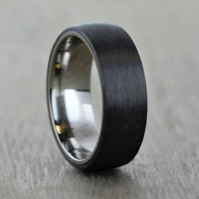 Titanium & Carbon Fibre, Men's Wedding Ring Band with FREE Engraving! -The Hercules