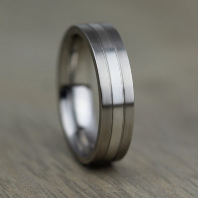 Titanium & Palladium Wedding/Engagement Ring 5.5 to 6.5mm widths - The Voyager