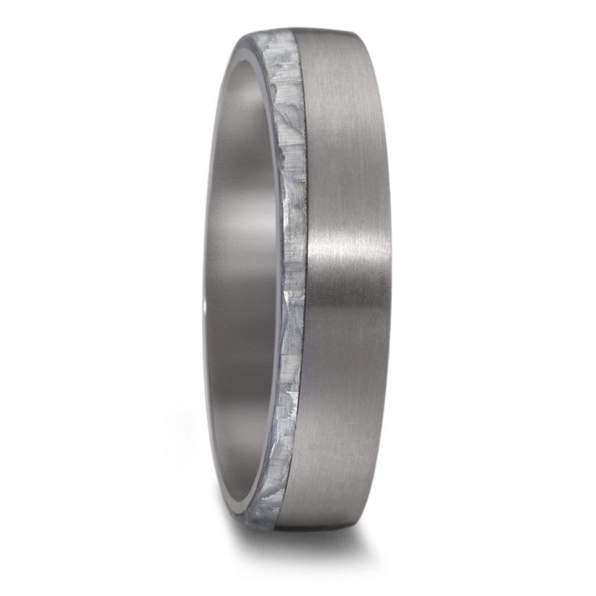 TANTALUM & 'WHITE' CARBON FIBRE Ring, Free engraving. Alternative metal,  unique wedding ring band