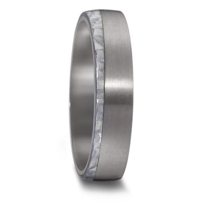 TANTALUM & 'WHITE' CARBON FIBRE Ring, Free engraving. Alternative metal,  unique wedding ring band