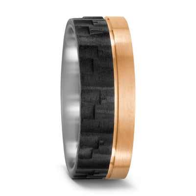 Bronze and Black Carbon Fibre Wedding Ring 8mm - Textured wedding band - alternative metal wedding ring 
