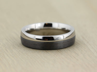 Wedding Band Set, 6mm Carbon Fiber & Titanium, customizable with FREE engraving!