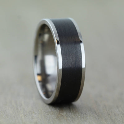 Titanium & Carbon Fibre Wedding Ring with FREE Engraving! 8 to 10mm